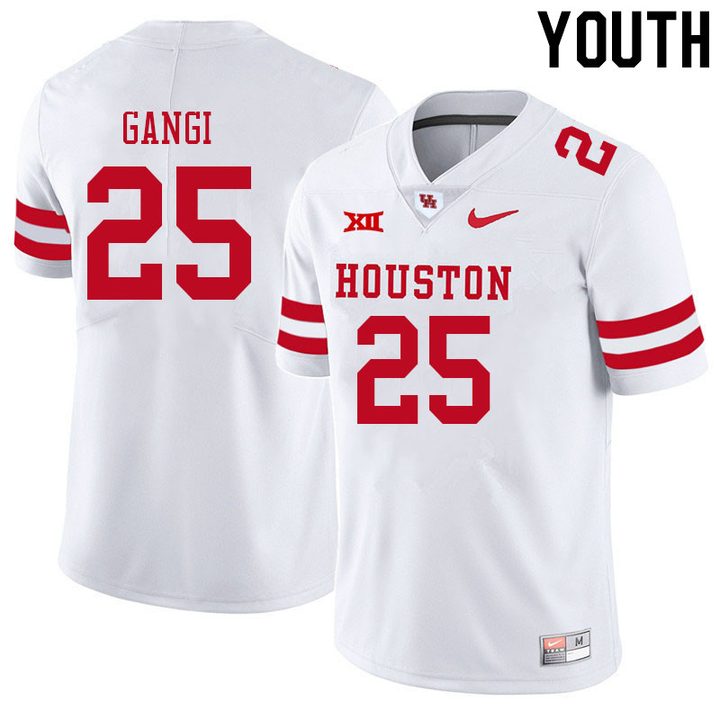 Youth #25 Anthony Gangi Houston Cougars College Big 12 Conference Football Jerseys Sale-White